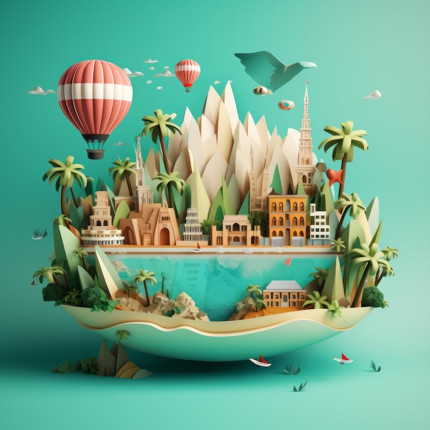 Minimal 3D World Tourism Day