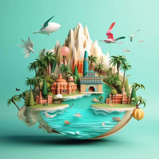 Minimal 3D World Tourism Day