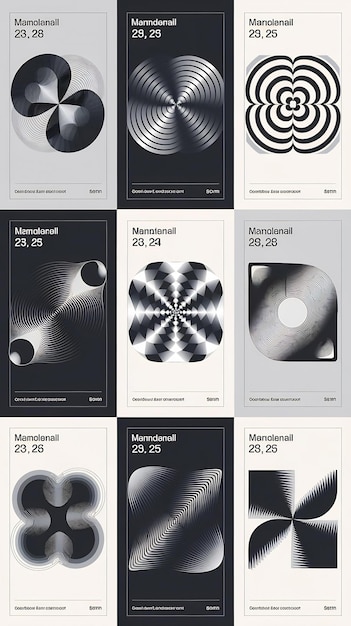 Photo minimal abstract geometric covers set optical illusion posters collection