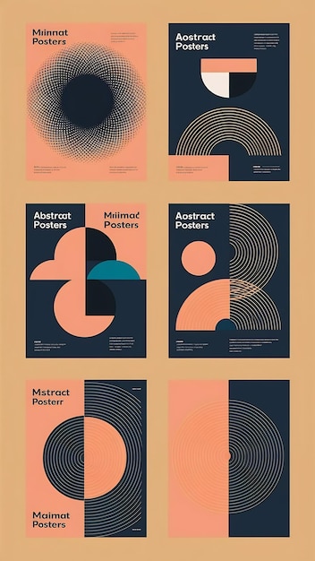 Minimal abstract posters set Modern templates collection with graphic geometric shapes elements