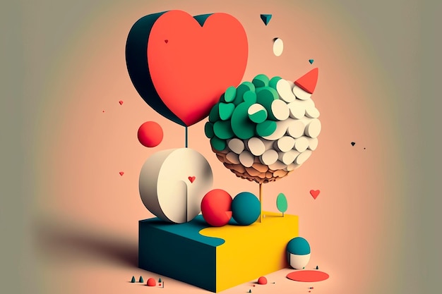 Minimal background minimalist Valentine's day Abstract illustrations with elements of minimalism