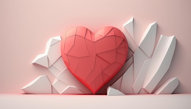 Minimal background mock up with podium for product displayAbstract white geometry shape background minimalist Valentine's day