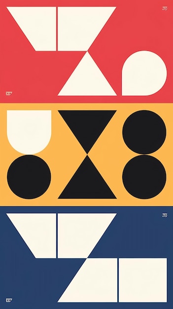 Photo minimal bauhaus abstract posters set swiss design composition with geometric shapes