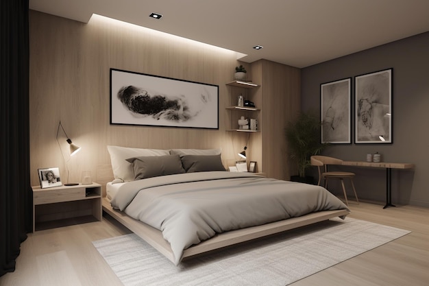 Minimal bedroom 3d design