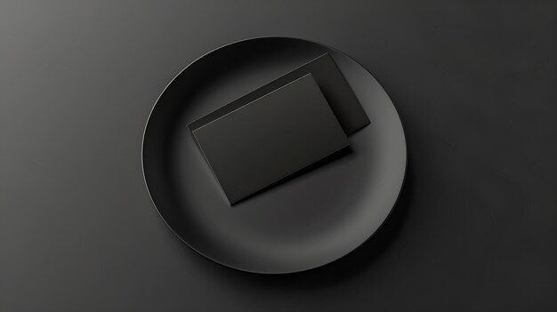 Photo minimal business card mockup on black plate generative ai