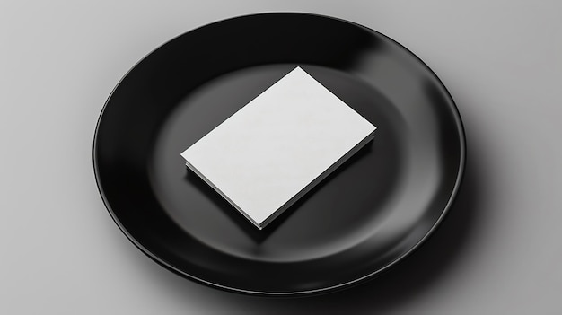 Photo minimal business card mockup on black plate generative ai