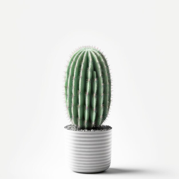 Minimal cactus on white background with copy space Graphic design illustration