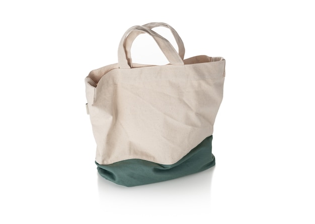 Minimal cloth bag on white surface