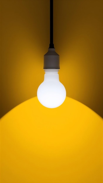 Photo minimal concept outstanding white light bulb on yellow background