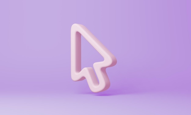 Minimal cursor symbol on purple background 3d rendering