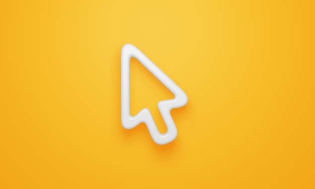 Minimal cursor symbol on yellow background. 3d rendering.