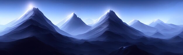 Minimal dark textured mountain landscape background modern wallpaper Simple graphic banner illustration Panorama