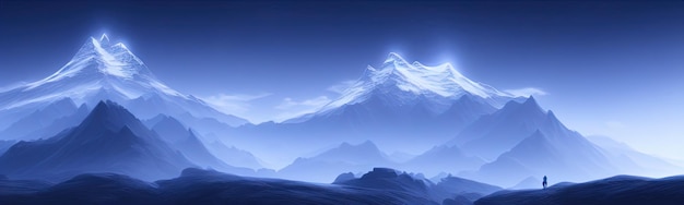 Minimal dark textured mountain landscape background modern wallpaper Simple graphic banner illustration Panorama