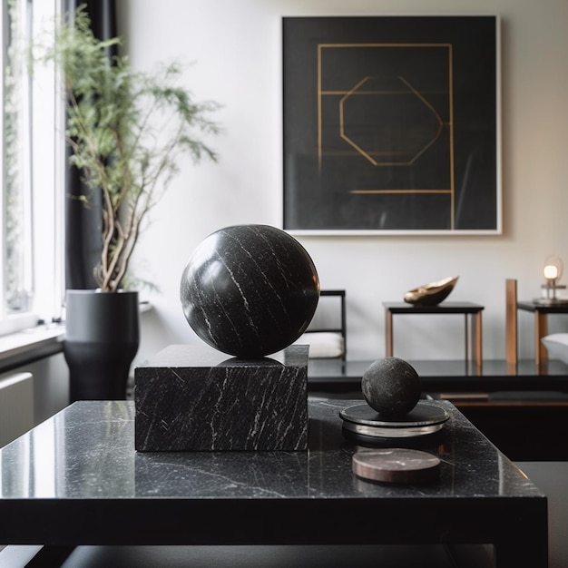 a minimal design of black living room