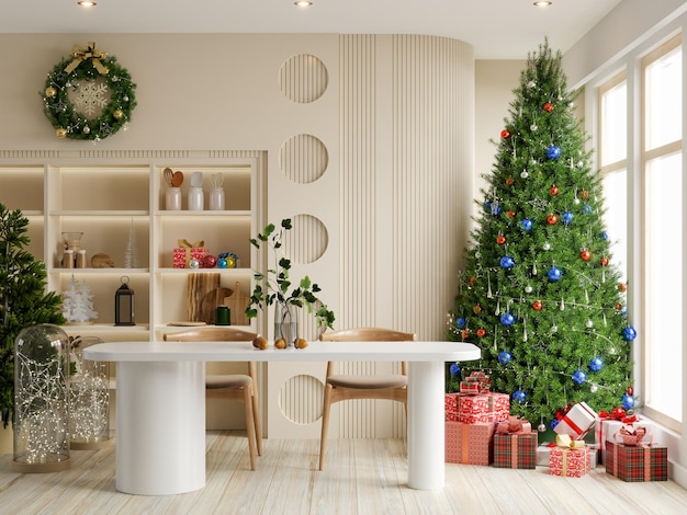 Minimal dining room interior designchristmas room