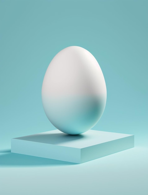 Minimal easter composition with levitating white egg against blue pastel background Generative AI