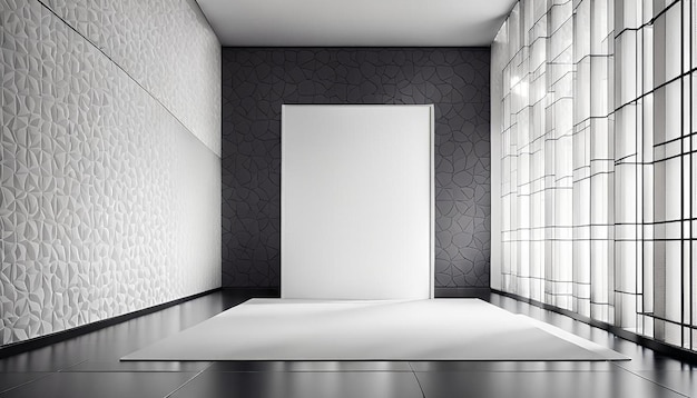 Photo minimal empty room mockup with white patterned wall