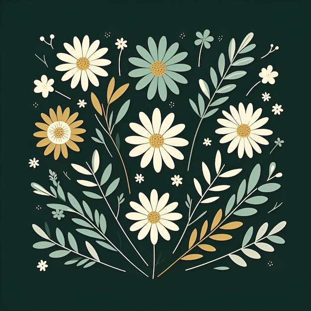 Photo minimal floral pattern on dark background