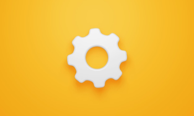 Photo minimal gear symbol on yellow background 3d rendering