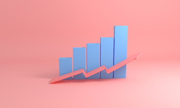 Minimal graph growing columns in pastel colors Concept of success rise positive trend development