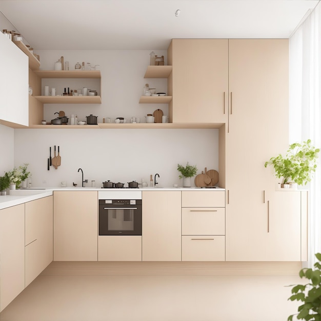 Minimal Interior design of a kitchen