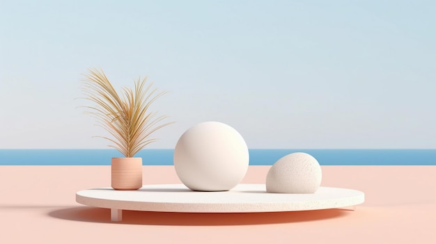 minimal landscape scene summer beach scene for product