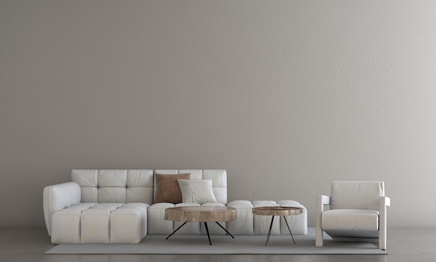 Minimal living room empty concrete wall texture background interior design 3D rendering