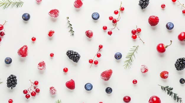 Photo minimal merry christmas words with creative berries