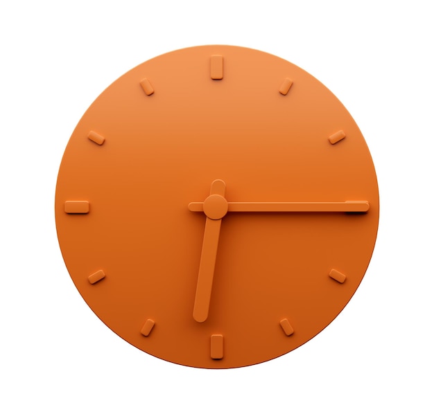 Minimal Orange clock 615 quarter past Six o39clock abstract Minimalist wall clock Six fifteen