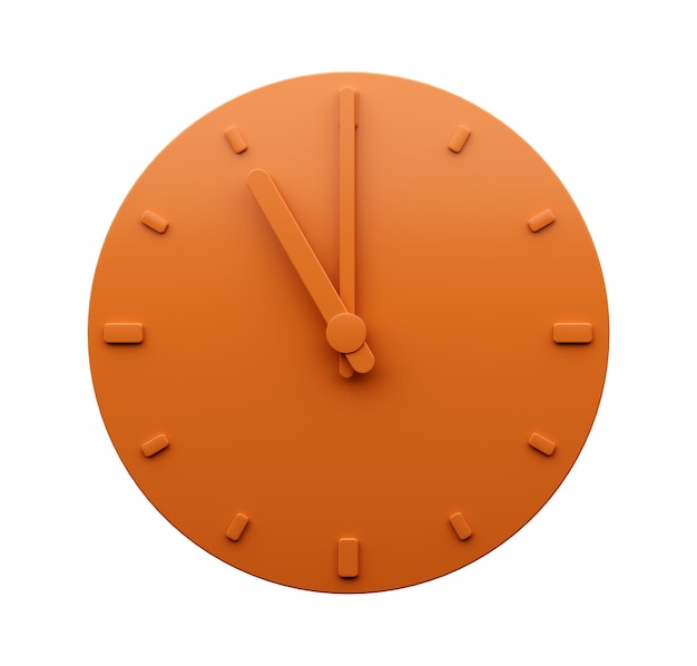 Minimal Orange clock Eleven 11 o39clock abstract Minimalist wall clock 3d Illustration