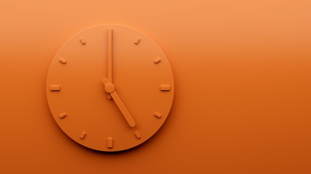 Minimal Orange clock Five 5 o39clock abstract Minimalist wall clock 3d Illustration