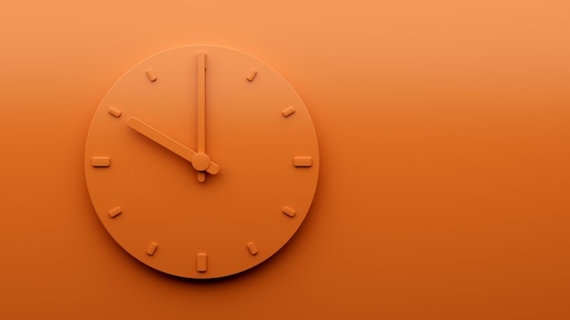 Minimal Orange clock Ten 10 o39clock abstract Minimalist wall clock 3d Illustration