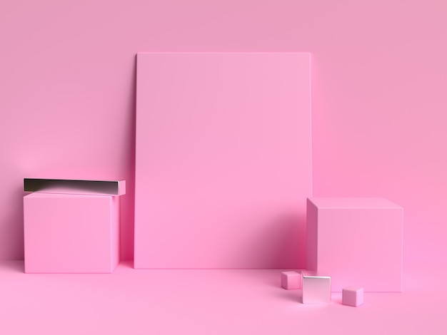 minimal pink pastel scene geometric shape