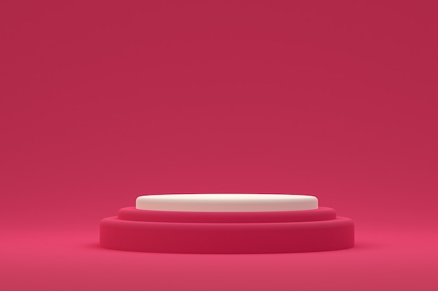 Minimal podium or pedestal display on pink background for cosmetic product presentation