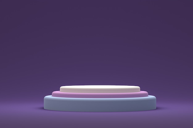 Minimal podium or pedestal display on purple background for cosmetic product presentation