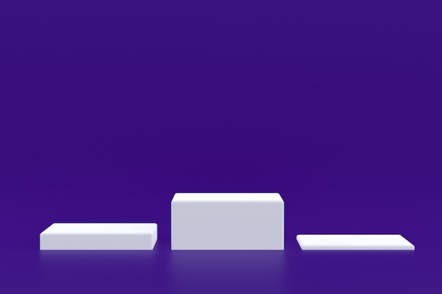 Minimal podium on purple background for cosmetic product presentation