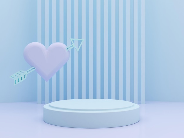 MInimal podium for San Valentines day 3d render