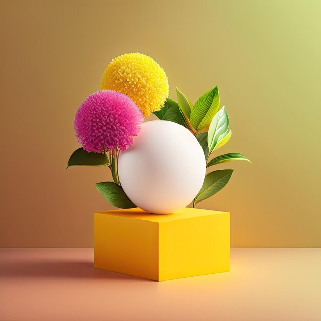 Minimal podium on spring background