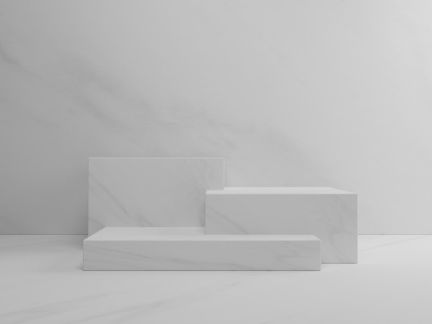 Minimal podium white texture in the wall product backdrop 3d render