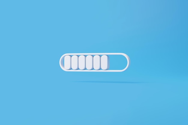 Minimal progress bar part symbol on blue background Loading concept 3D render illustration