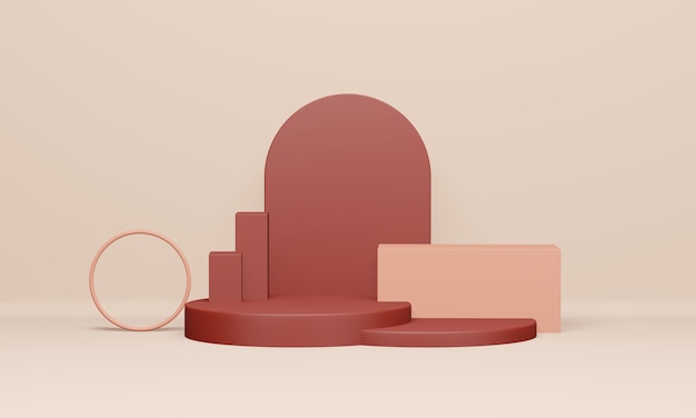 minimal red product stage presentation 3d illustration