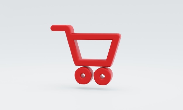 Minimal red shopping sale concept symbol on white background 3D illustration for shopping online