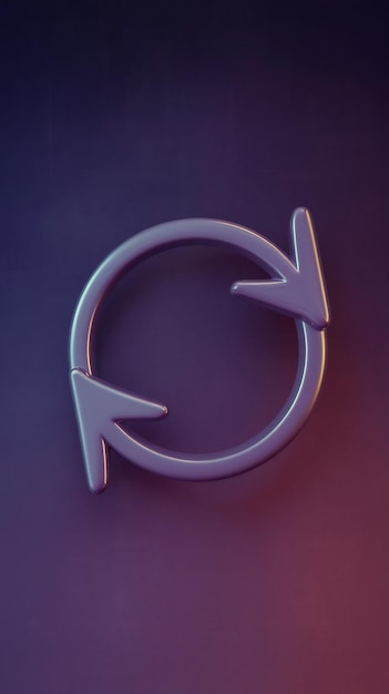 Photo minimal refresh symbol on purple background 3d rendering