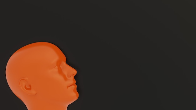 Minimal scene of human head sculpture 3d render