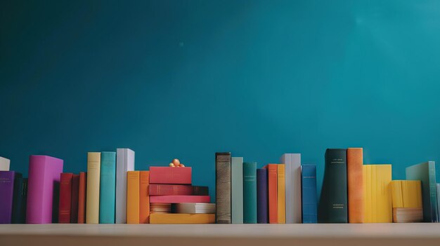 Minimal scene with books on colorful background