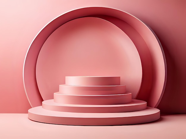 Minimal scene with podium and abstract background Pink colors scene Trendy 3d render