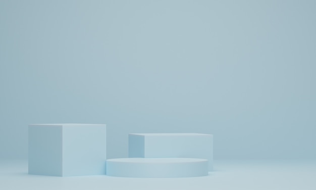 Minimal scene with podium. Geometric shape. Abstract scene with geometrical forms. 3d rendering.