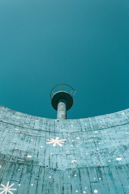 Minimal shot of the blue lighthouse