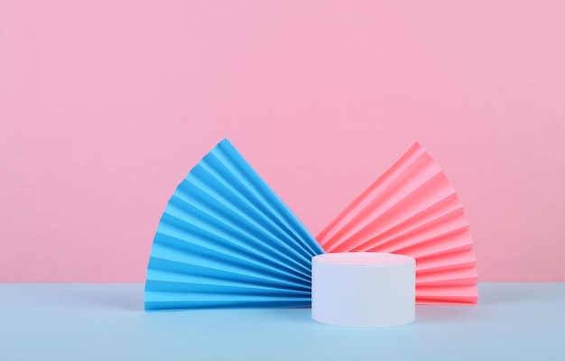 Minimal showcase mockup for product scene abstract geometric shape group on pink blue background