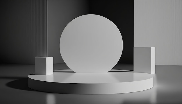 Minimal stage with podium for display products and merchandising. ai generative.